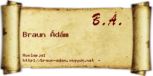 Braun Ádám névjegykártya
